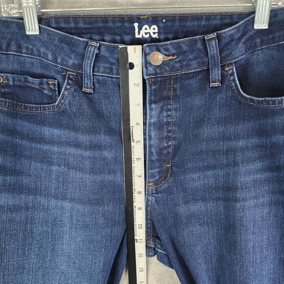 Womens Lee Denim Blue Jeans Tapered Leg Mid Rise Dark Wash Size 16L - Picture 5 of 10